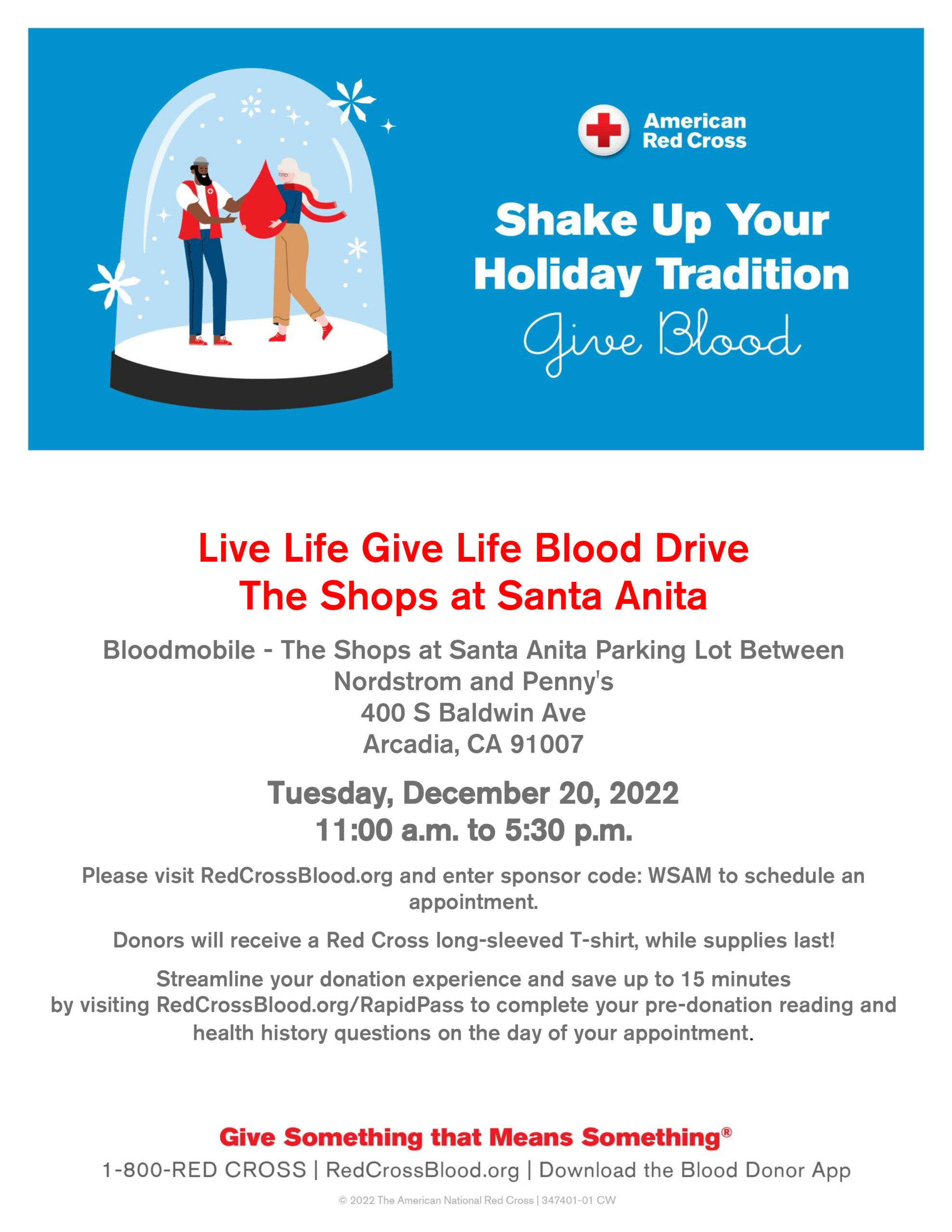 shops at santa anita blood drive with american red cross 