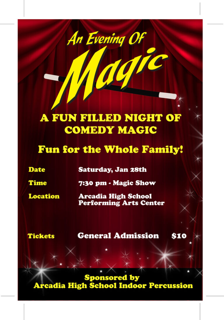 Arcadia Music Club Comedy Magic flyer