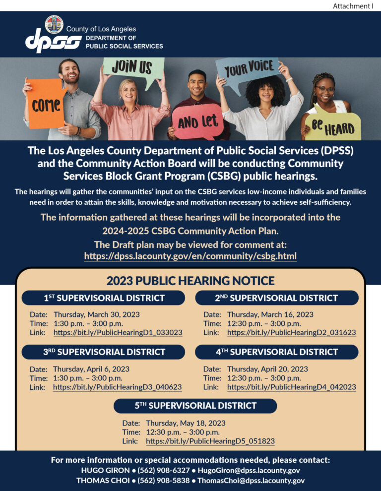 Department of Social Services Public Hearing Notice calendar