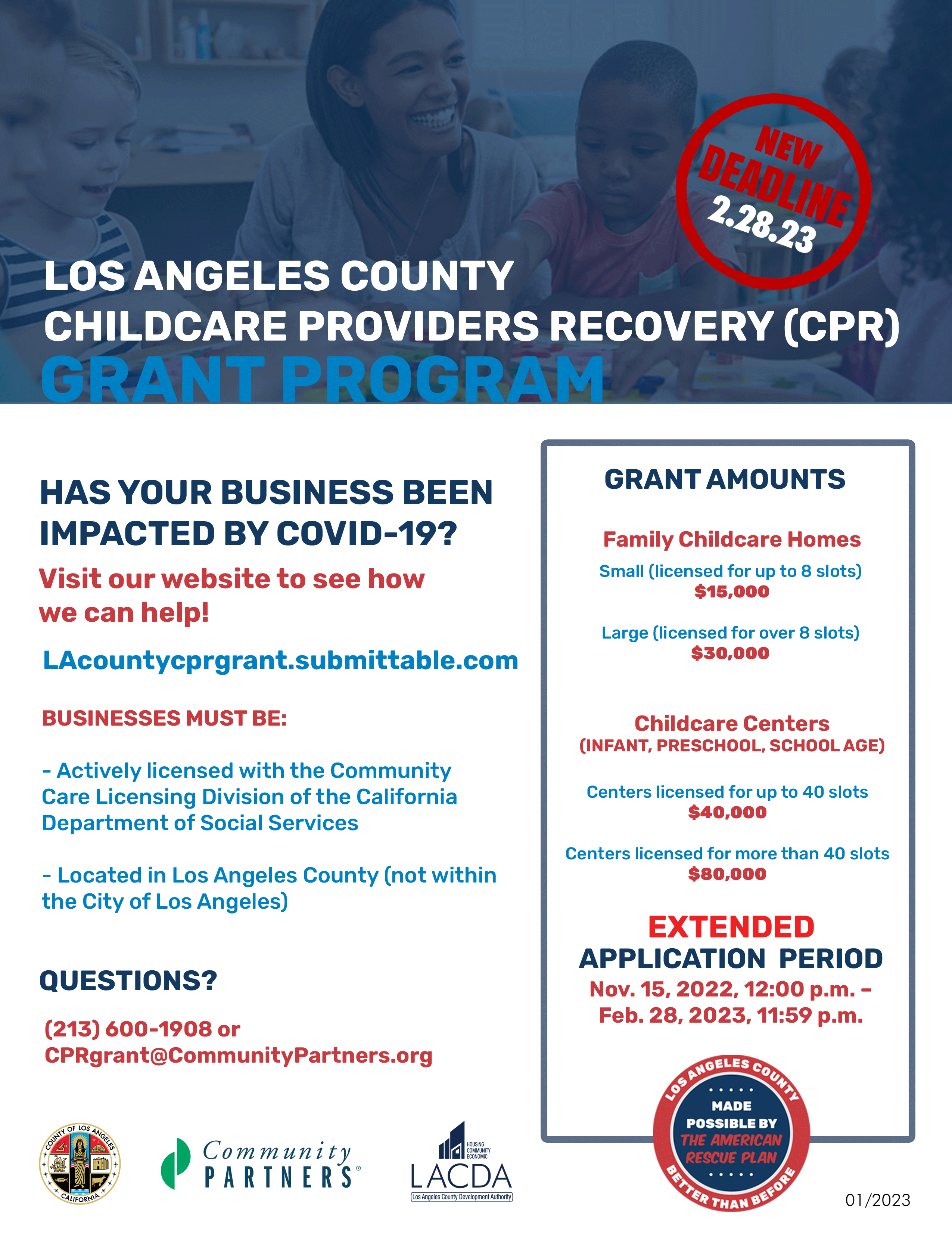 LA County Childcare assistance flyer in English