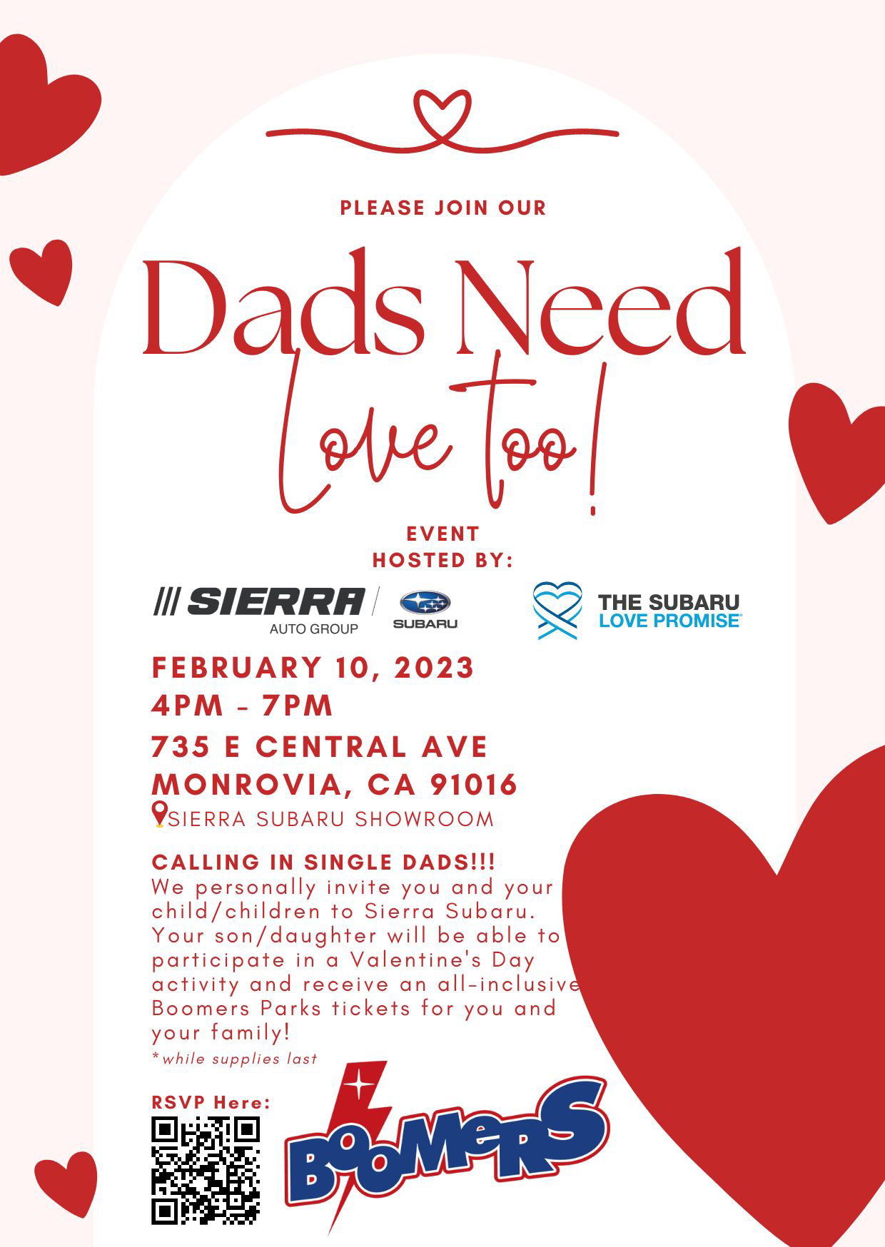 Sierra Subaru Dads need love too event flyer 