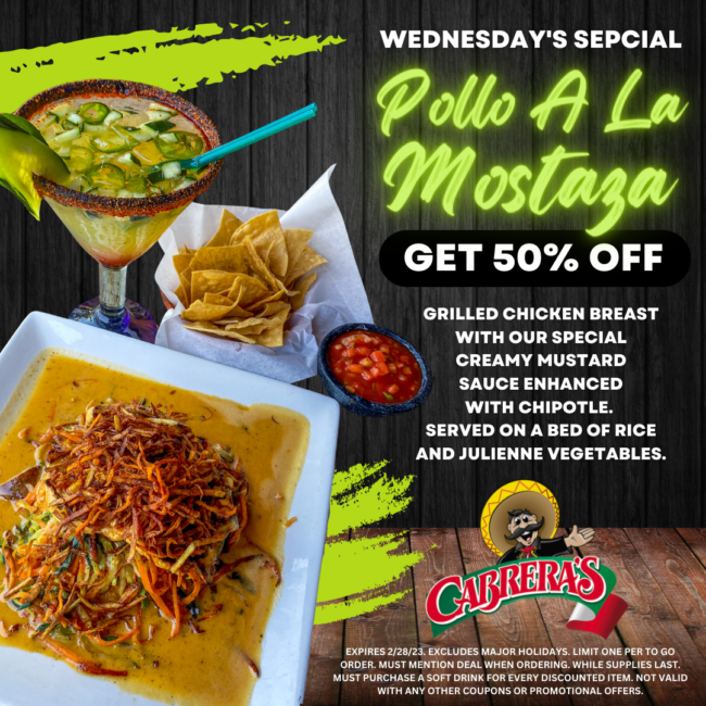 Cabrera's special for February
