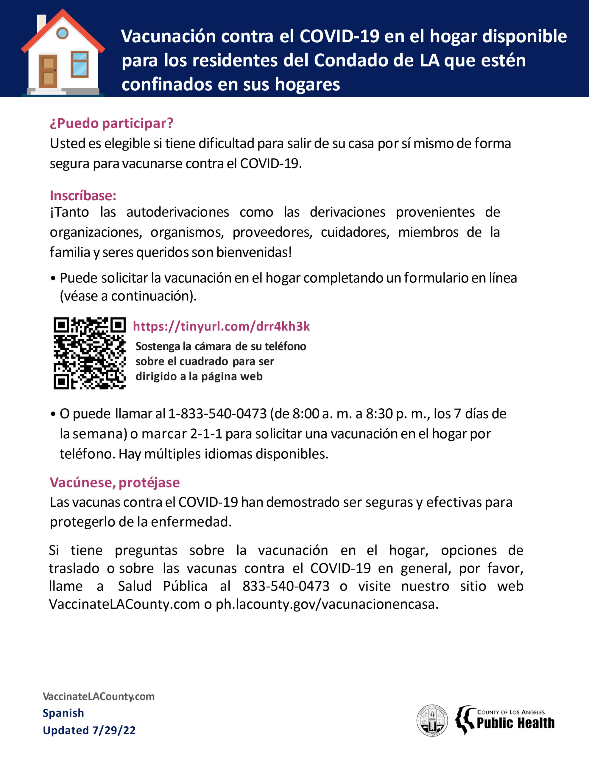 spanish flyer for homebound covid 19 vaccinations for la county residents 