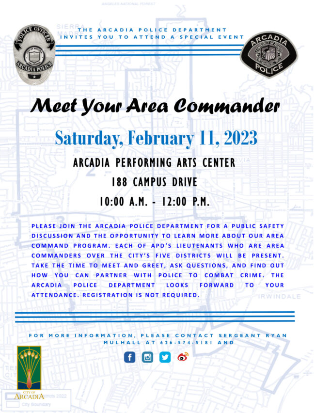 Meet-Your-Commander-Event-2-11-23 meet your commander with Arcadia Police Department