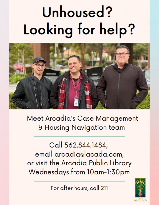 unhoused assistance in the City of Arcadia