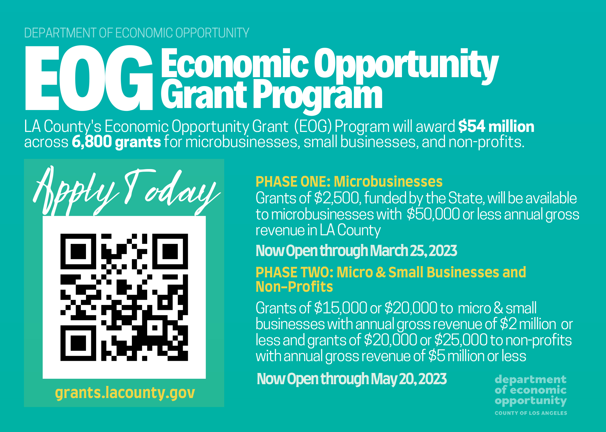 Economic Opportunity Grant Program information updated 