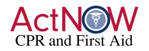 blue and red logo for Act Now CPR and First Aid