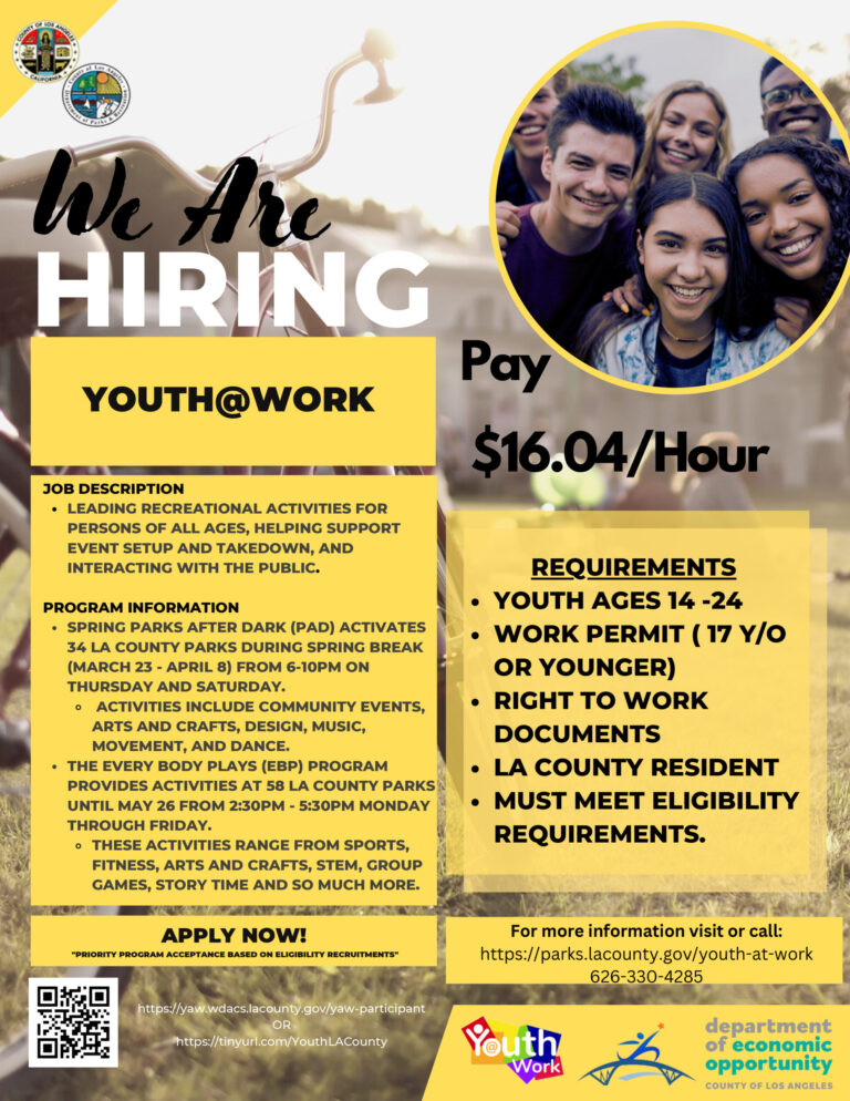 LA County Youth at work programs in English