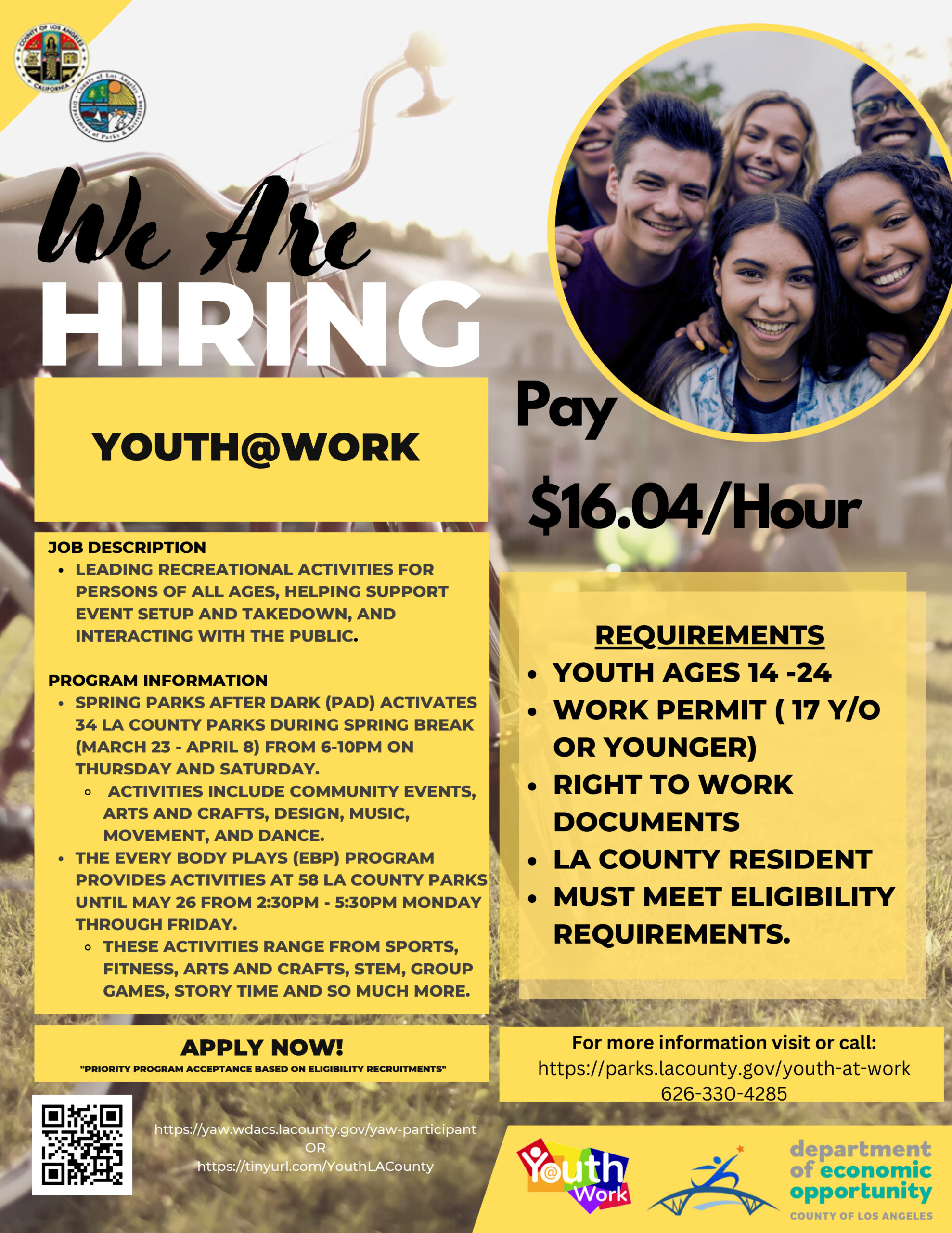 LA County Youth at work programs in English 