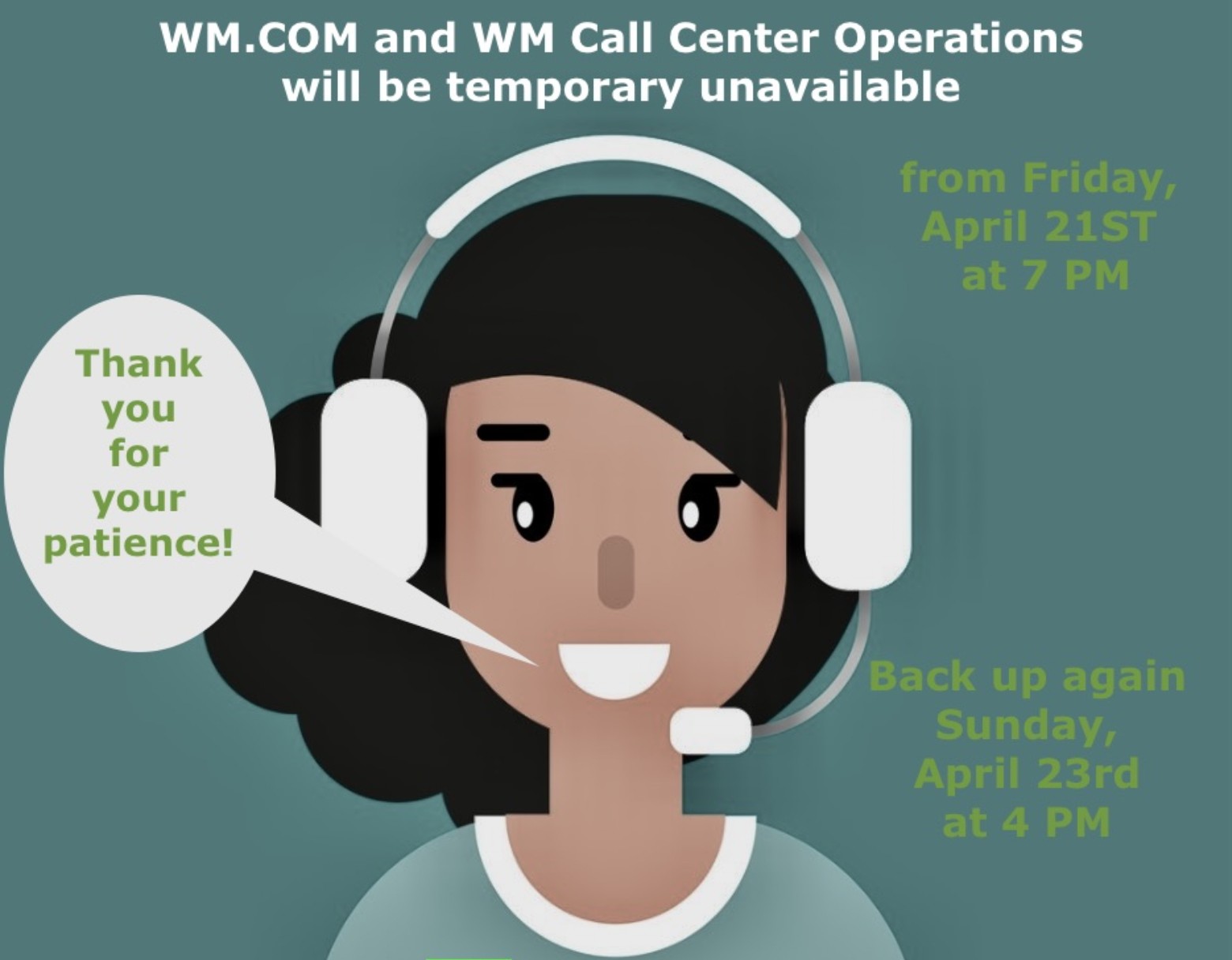 Waste Management call center down on April 21