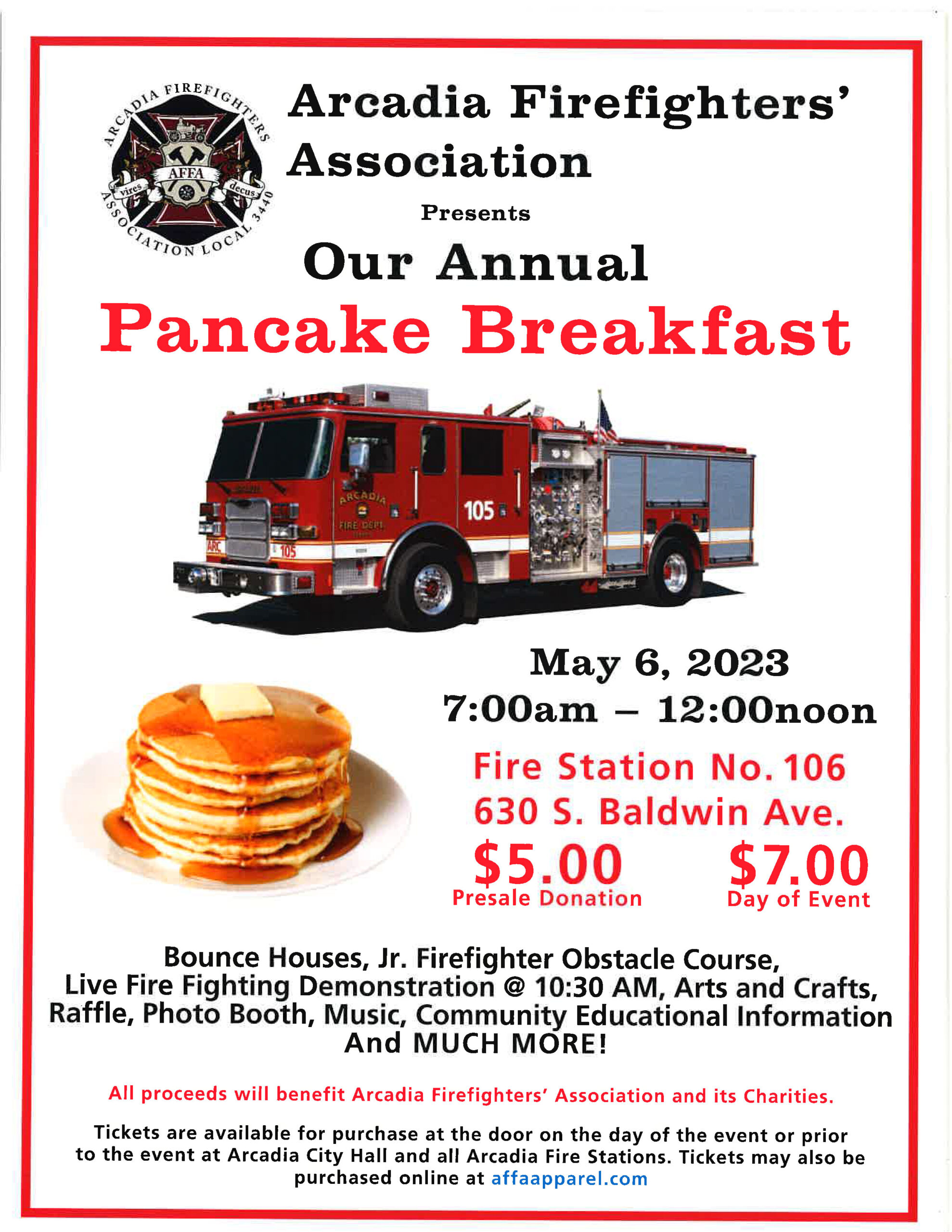 Arcadia Firefighters' Association Pancake Breakfast 