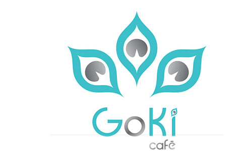 Goki Cafe peacock feather logo