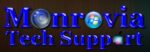 blue logo for Monrovia Tech Support