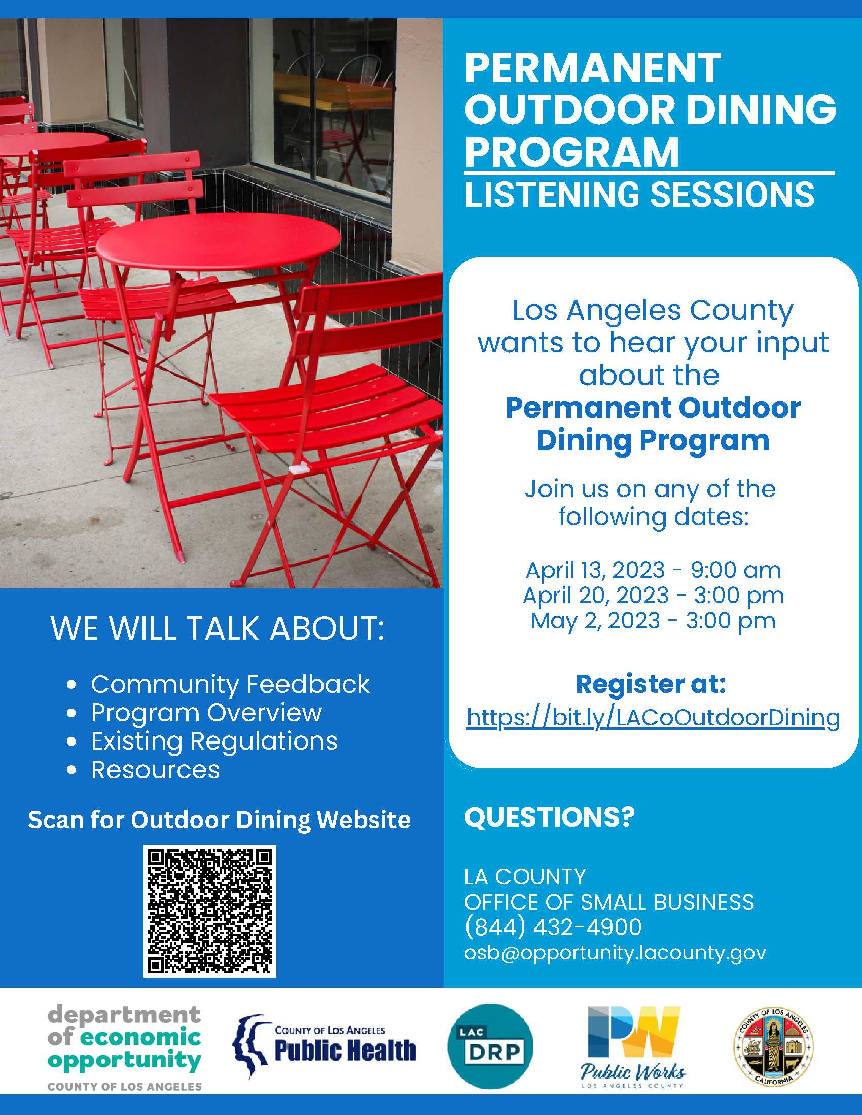 permanent outdoor dining program flyer of information 