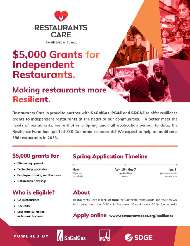 restaurant resilient funding info from Restaurants Care