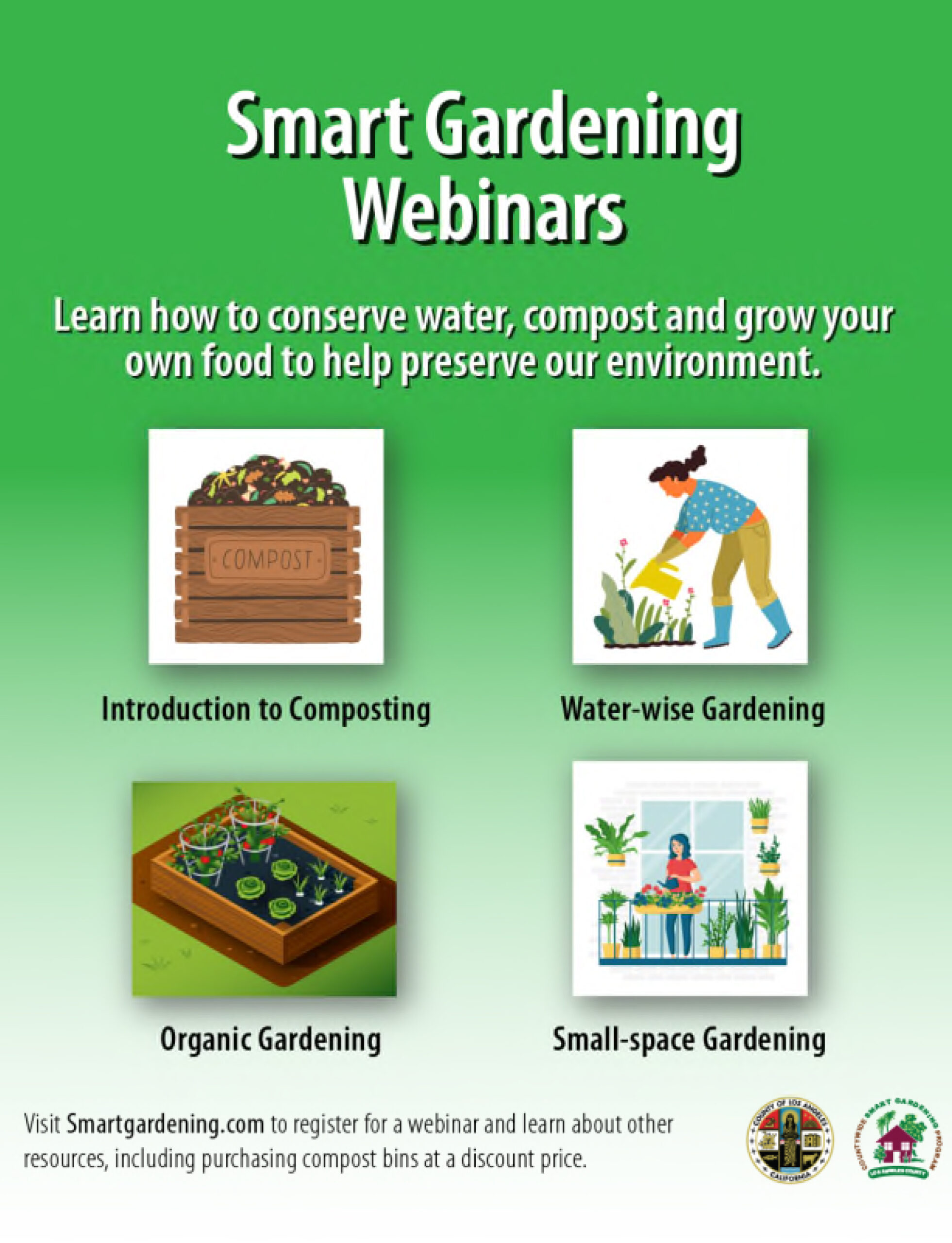 LA County Smart Gardening webinars info flyer in English