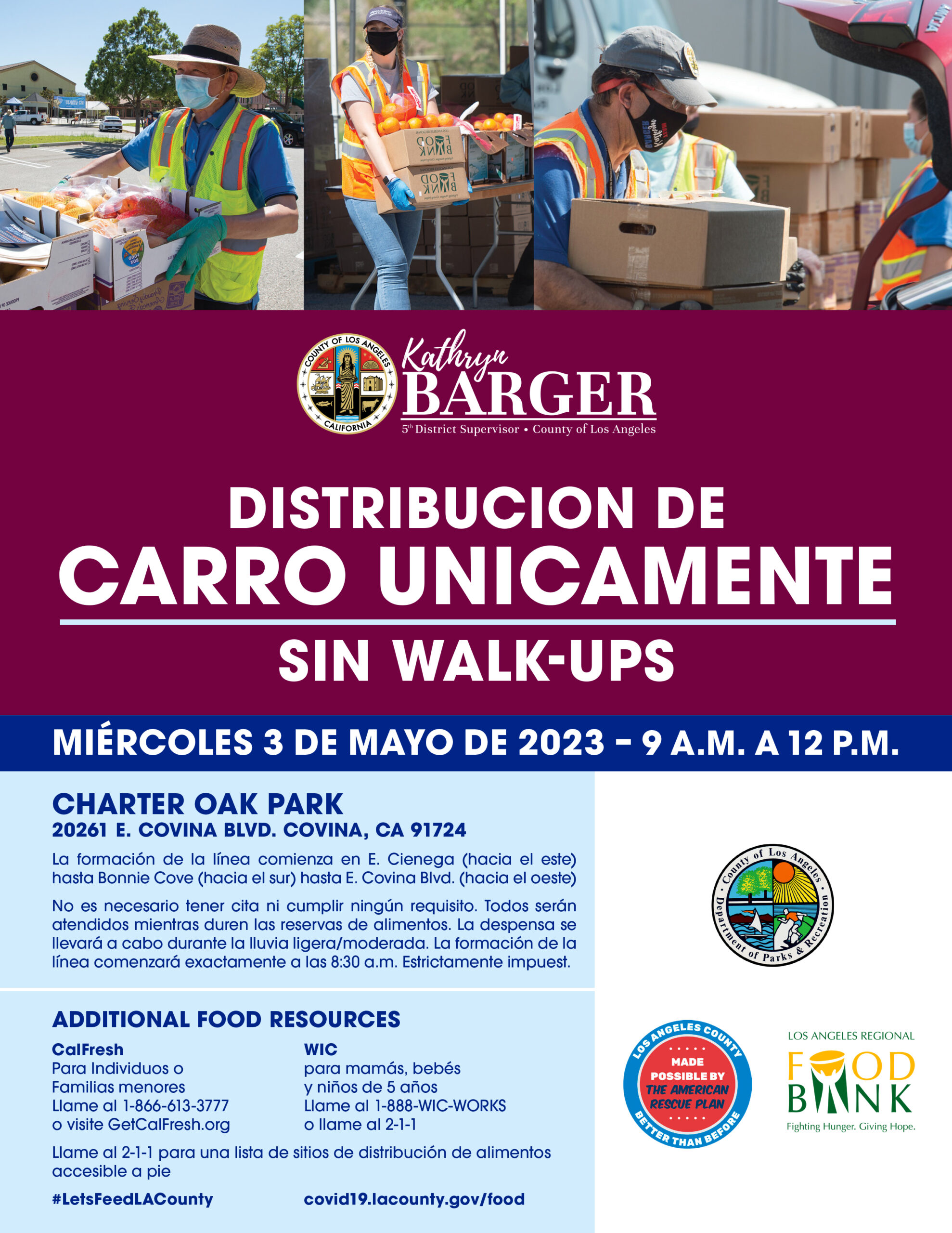 free food giveaway from Kathryn Barger Spanish flyer 
