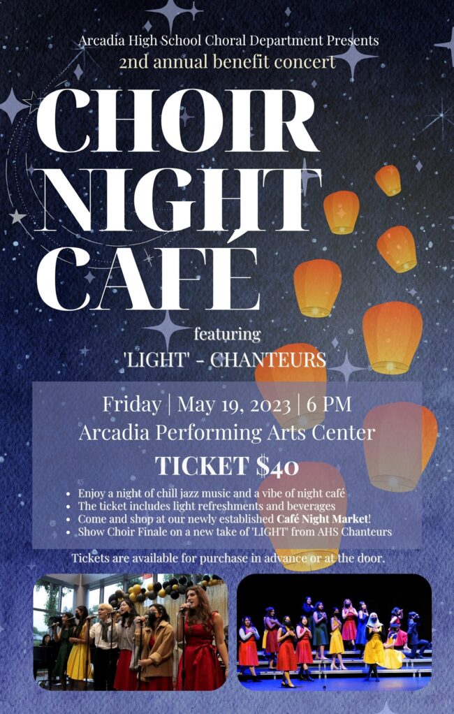 AUSD Choir Night Cafe fundraising flyer