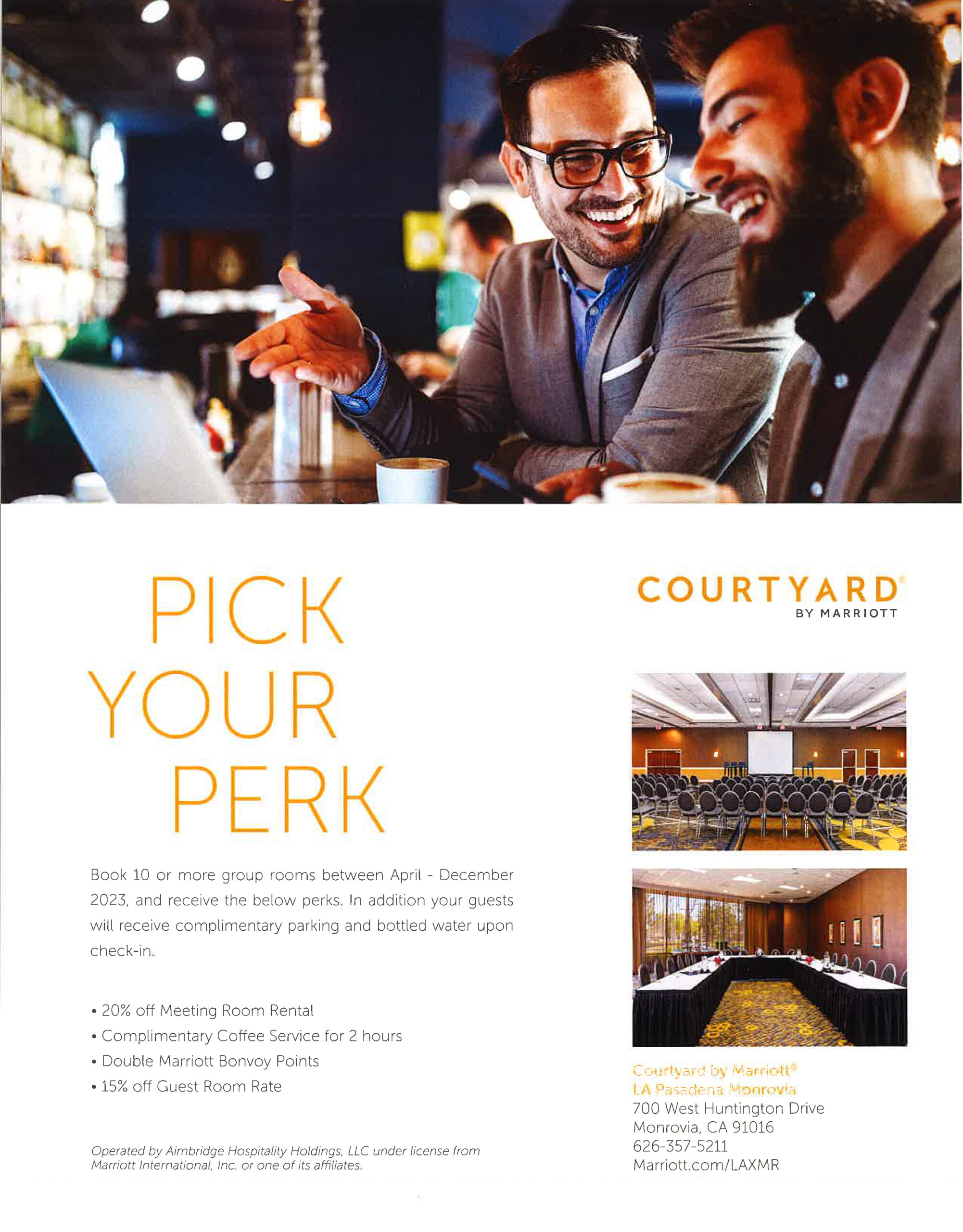 Courtyard Marriott pick your perk booking 