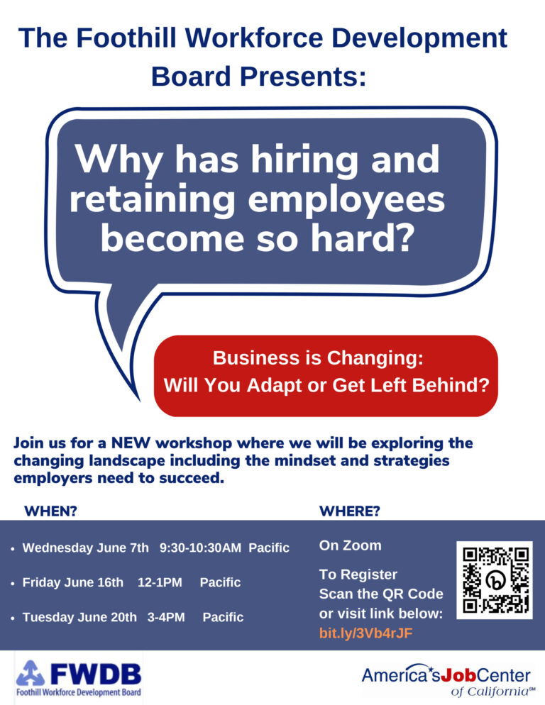 Foothill Workforce Development hiring workshops