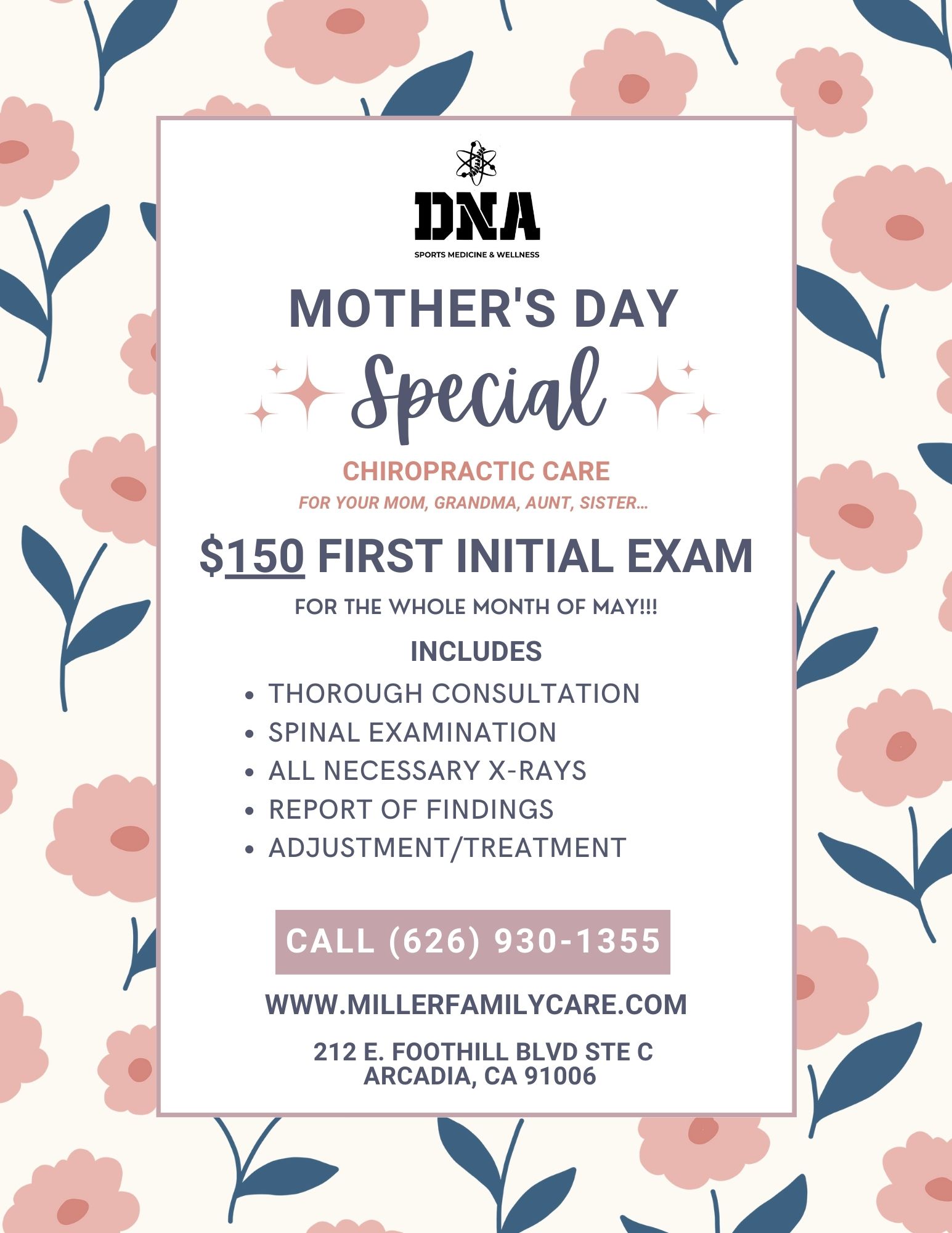 Miller Family Mother's Day All May specials 