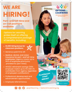 Options for Learning hiring flyer 