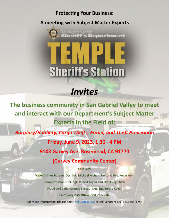 Temple City Sheriff Station Business Community event