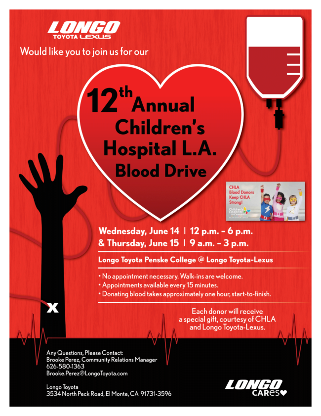 Children's Hospital LA Blood Drive 2023