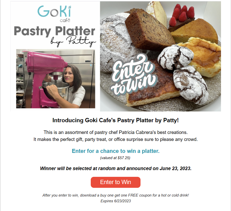 Goki Cafe pastry party platter by Patty promo
