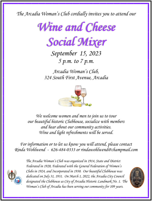 Arcadia Woman's Club open house social mixer