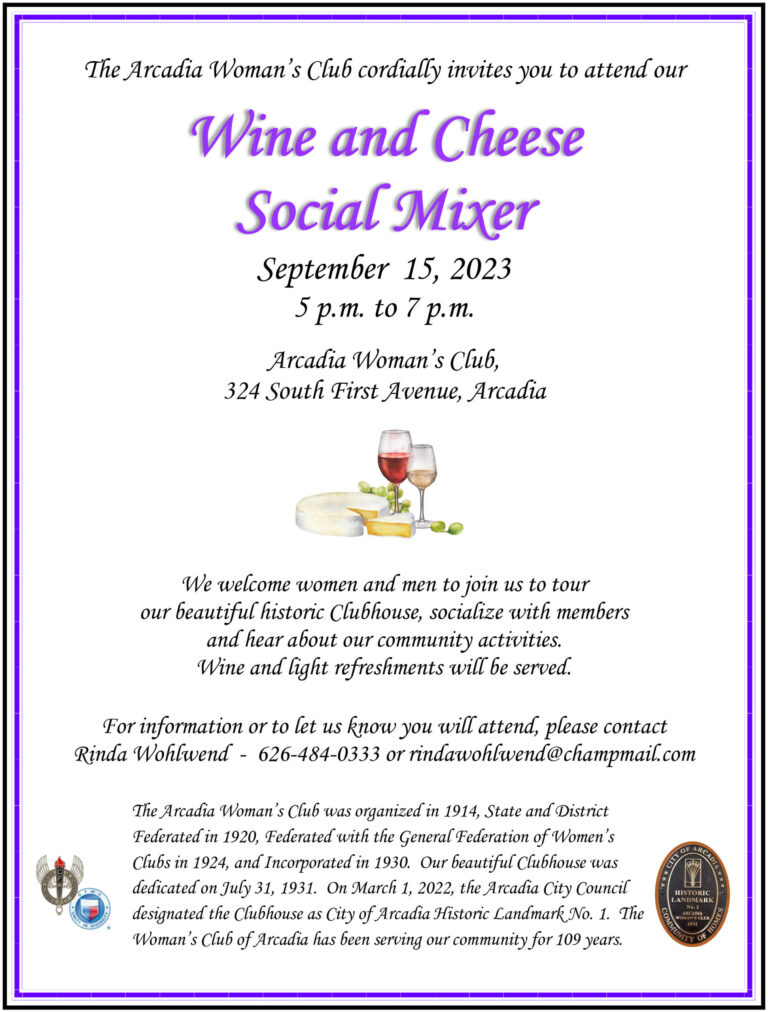 Arcadia Woman's Club open house social mixer