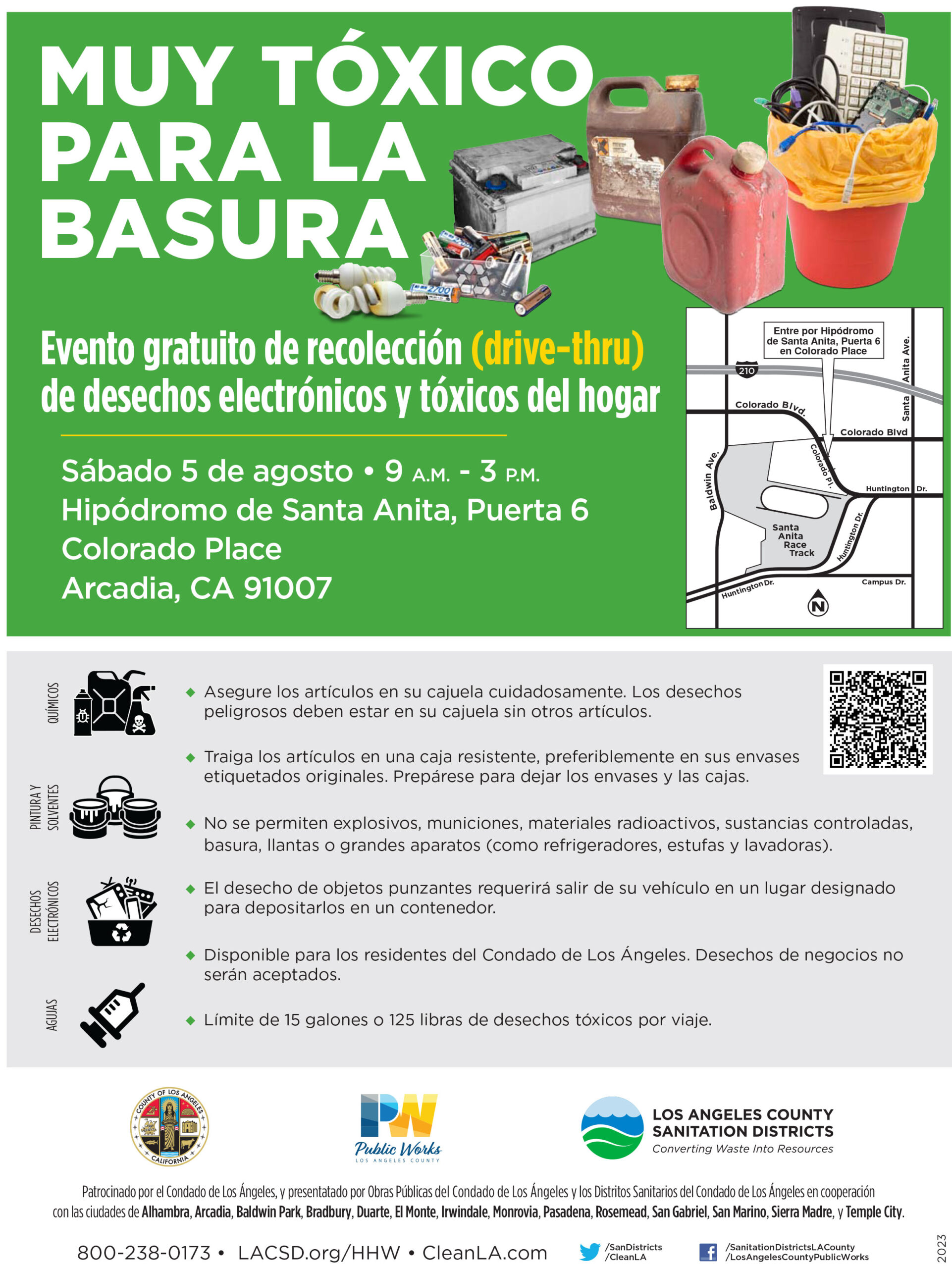 toxic waste recycling flyer in Spanish for August 5