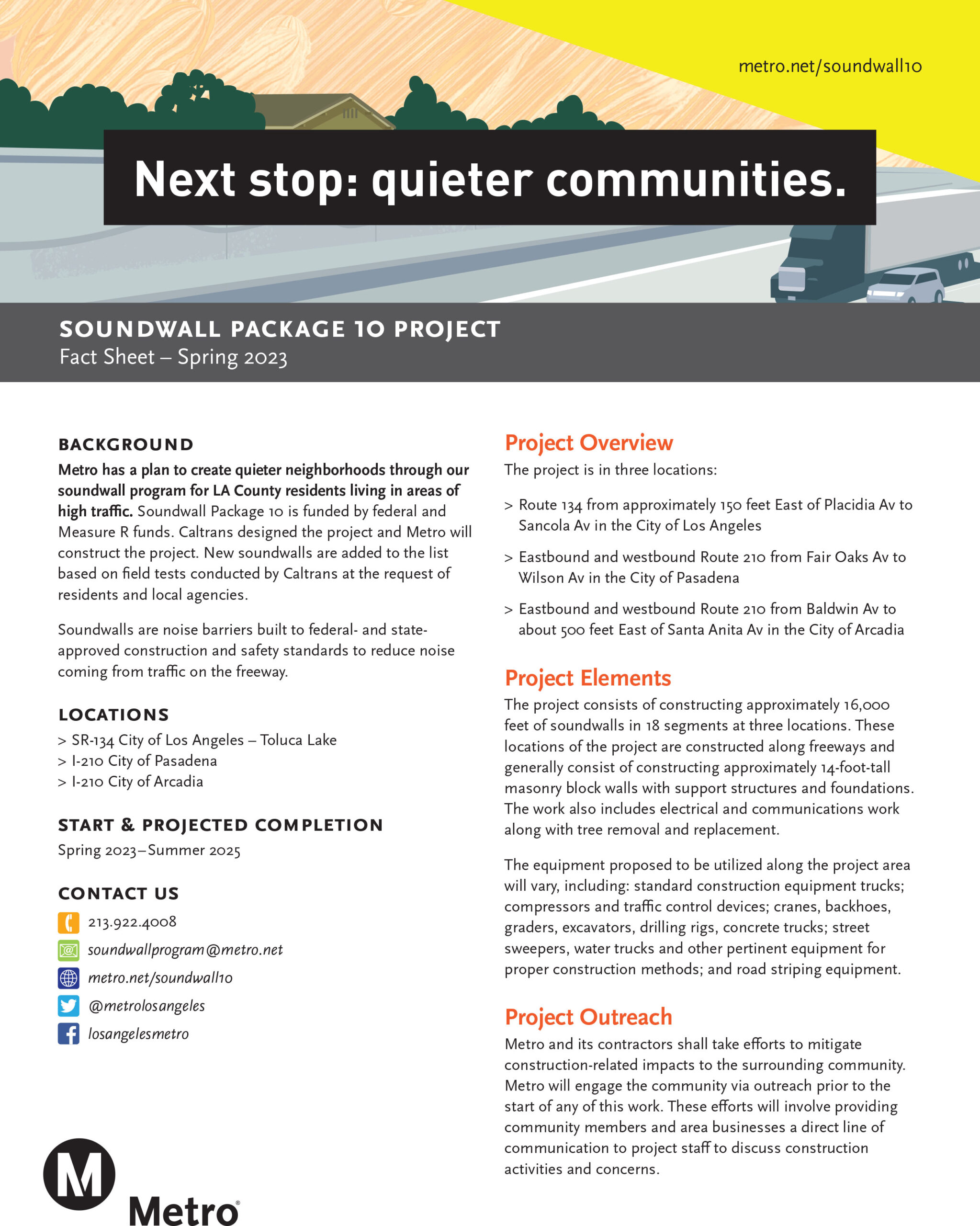 210 Soundwall Project updates for 2023 for quieter communities 