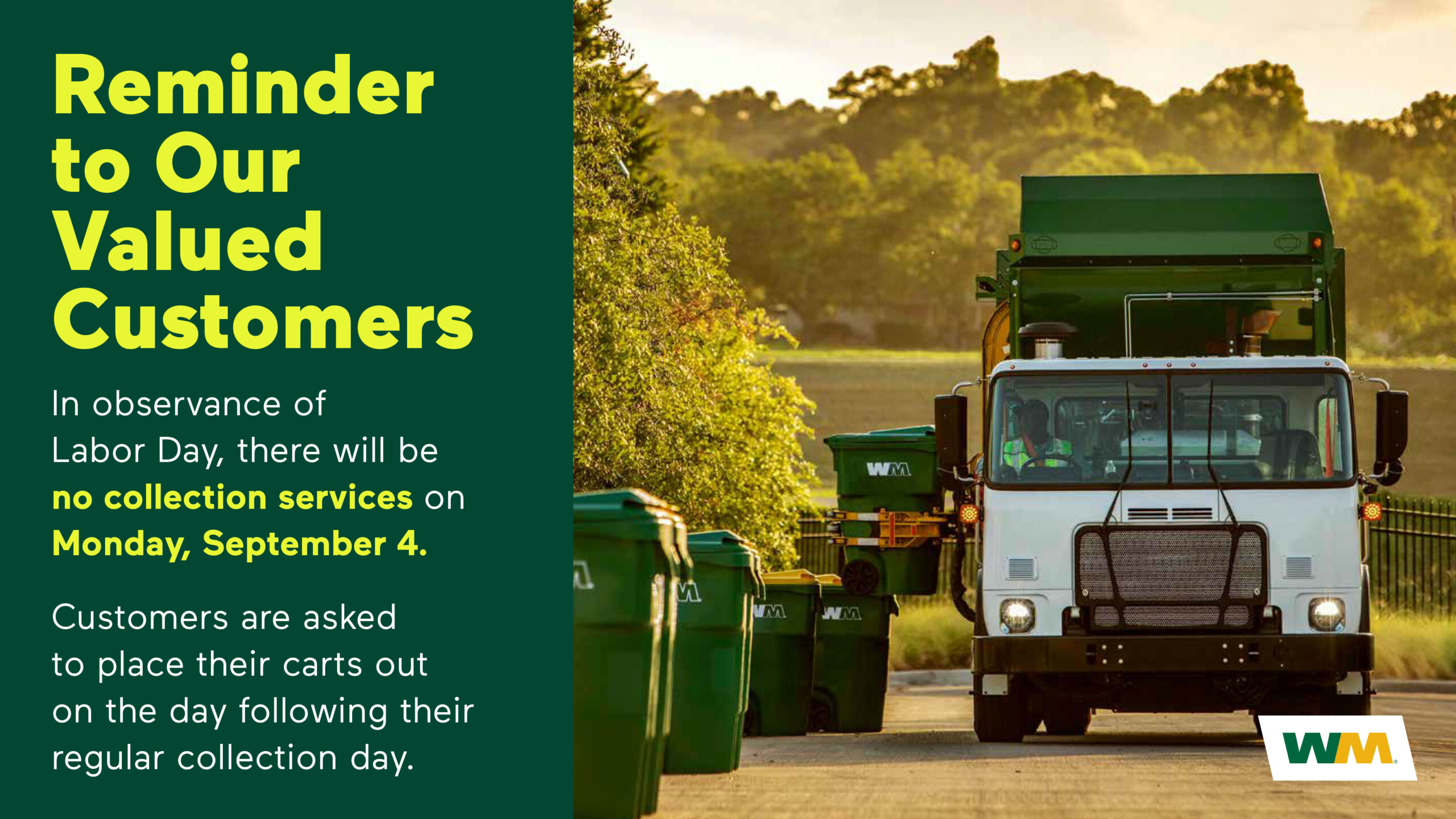Labor Day hours for Waste Management 
