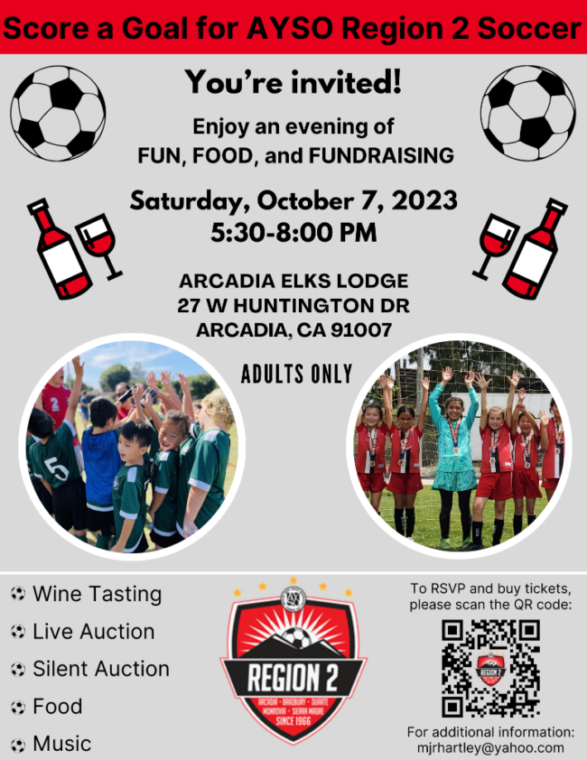 AYSO wine tasting fundraiser