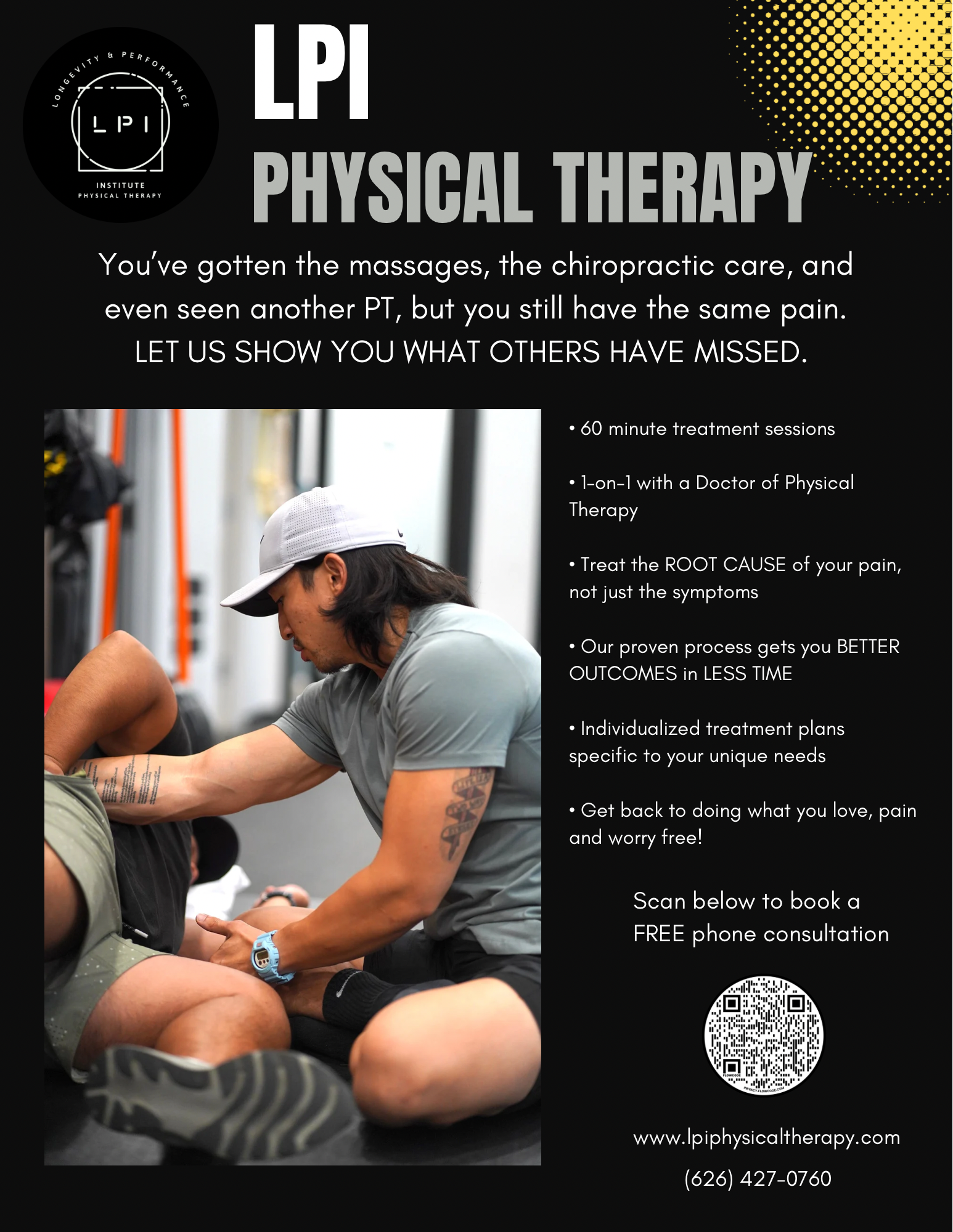 Longevity & Performance Institute (LPI Physical Therapy) flyer 