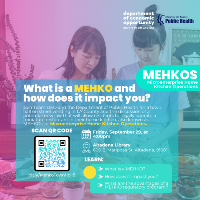 potential permitting of Microenterprise Home Kitchen Operations (MEHKOs) in the unincorporated areas