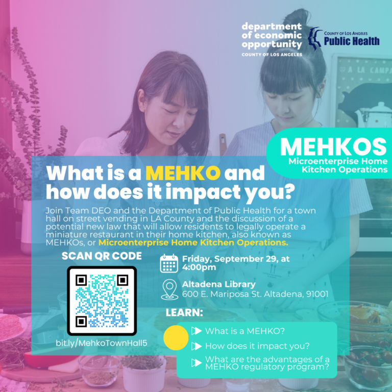 potential permitting of Microenterprise Home Kitchen Operations (MEHKOs) in the unincorporated areas