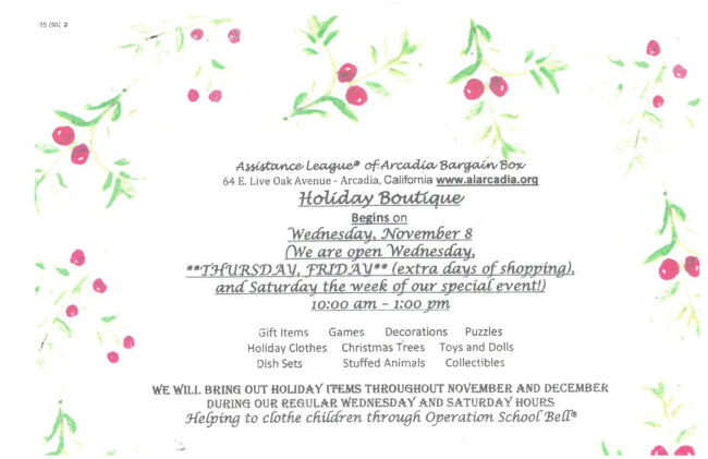 Assistance League holiday boutique for 2024
