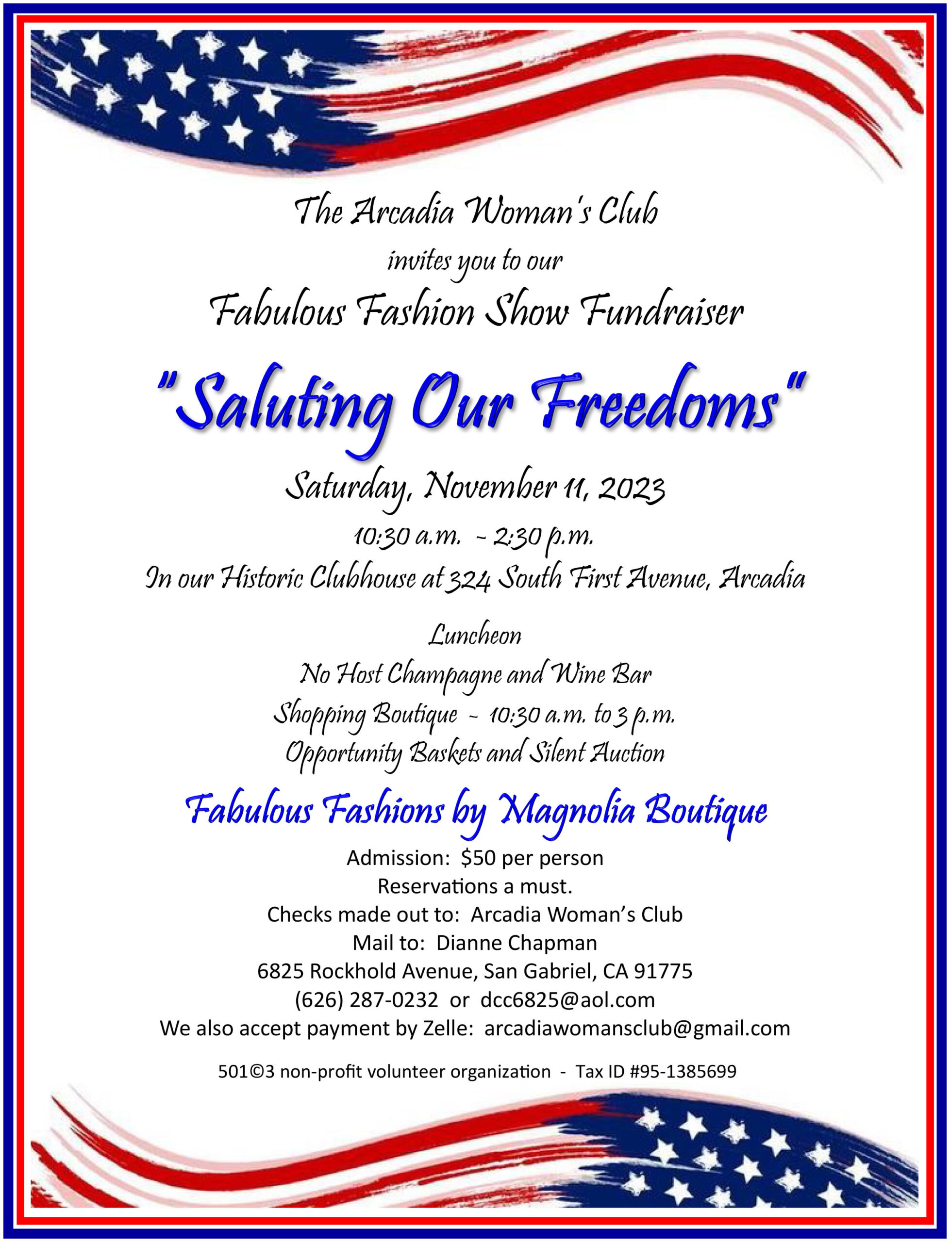Saluting Our Freedoms Fashion Show with Arcadia Woman's Club