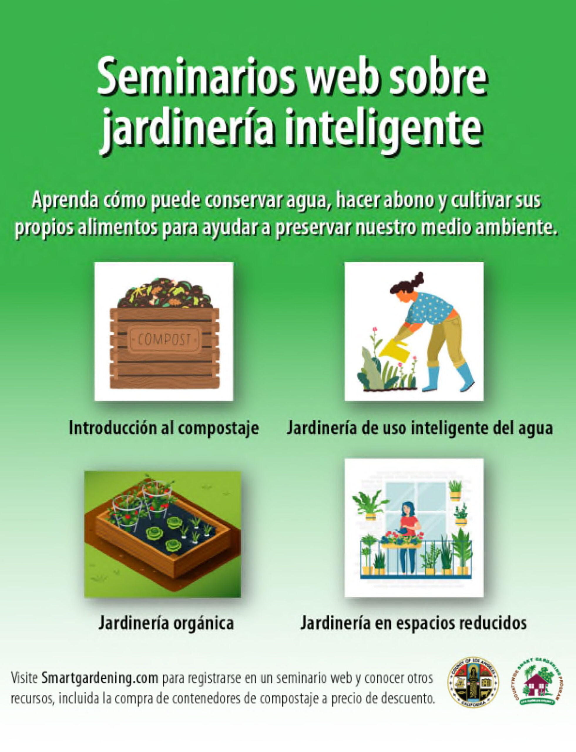 LA Public Works Smart Gardening webinars for Oct and Nov in Spanish