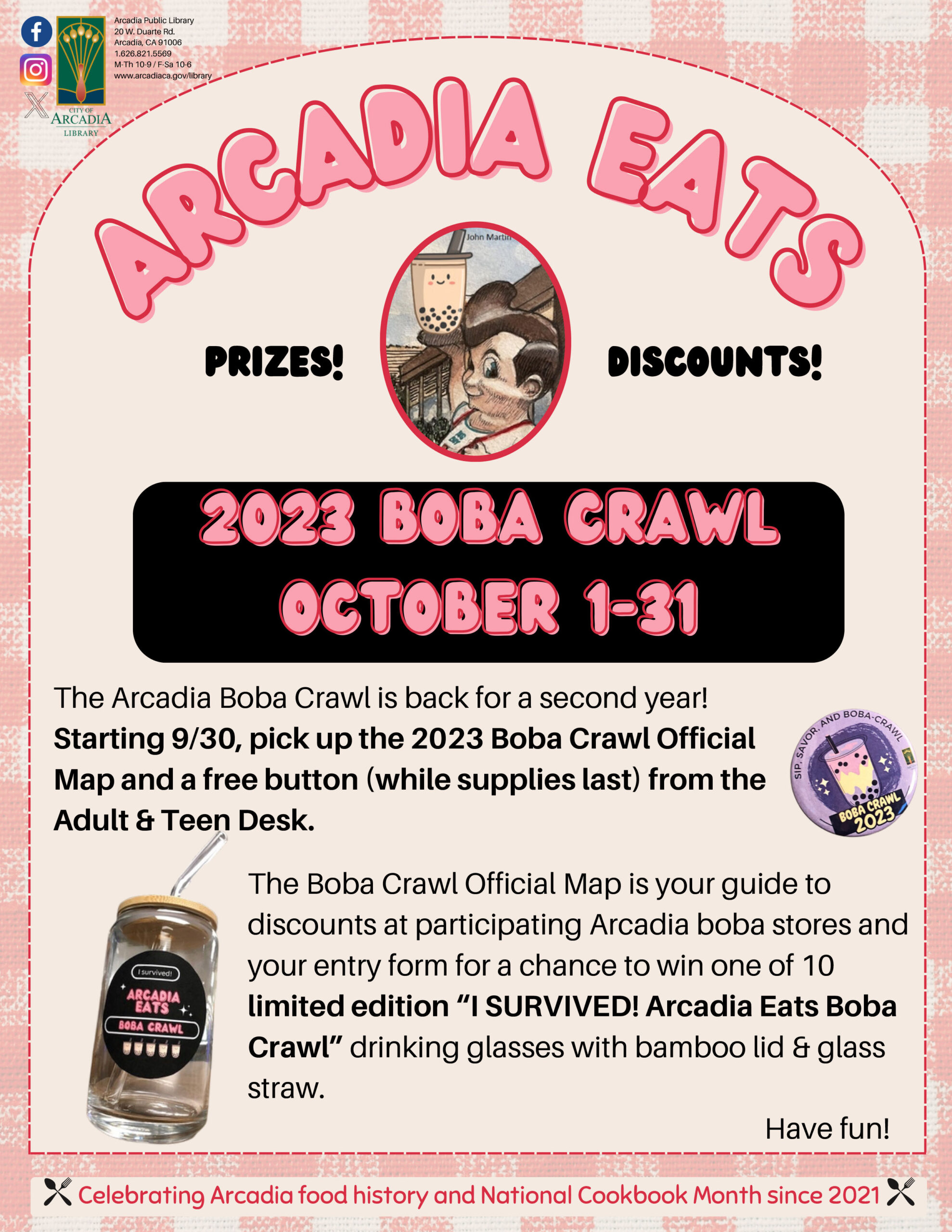 Arcadia Eats Bobo Crawl October 1 to 31