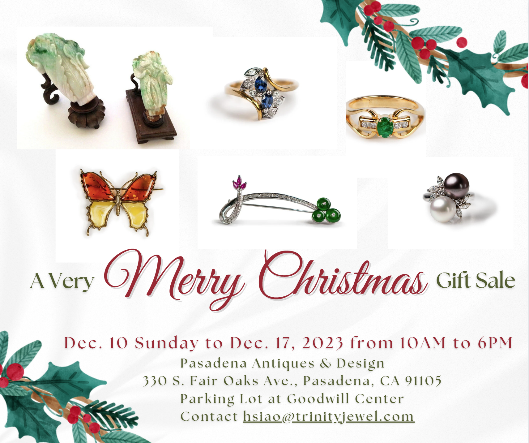 Christmas sale at Trinity Jewel at Pasadena Antiques 