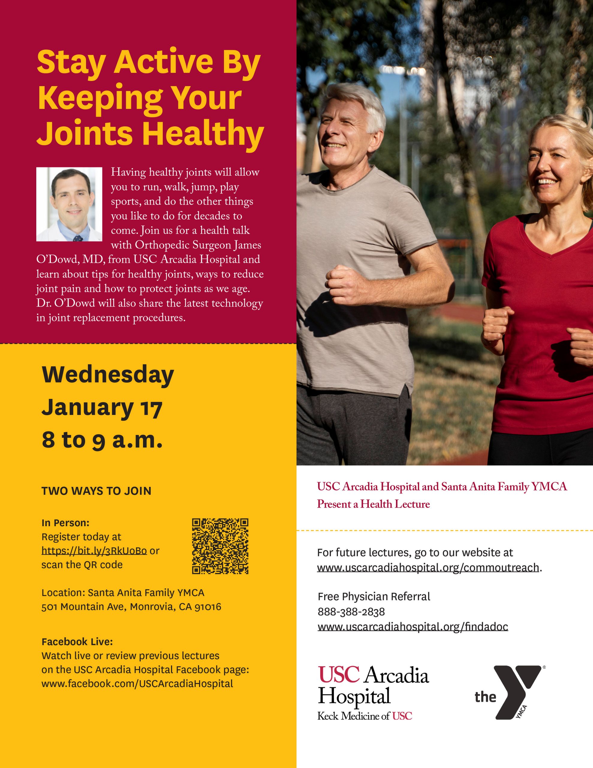 Stay Active by Keeping Your Joints Healthy lecture with USC Arcadia Hospital 