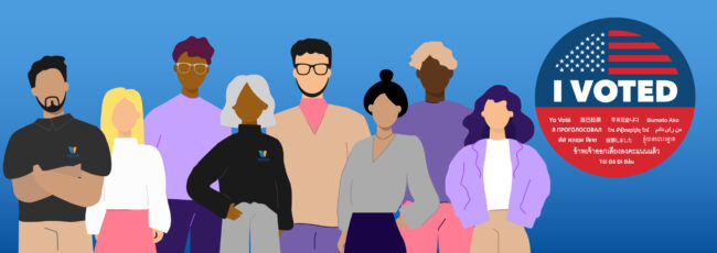 Election Workers needed election workers needed banner featuring cartoon group of people and I voted sticked