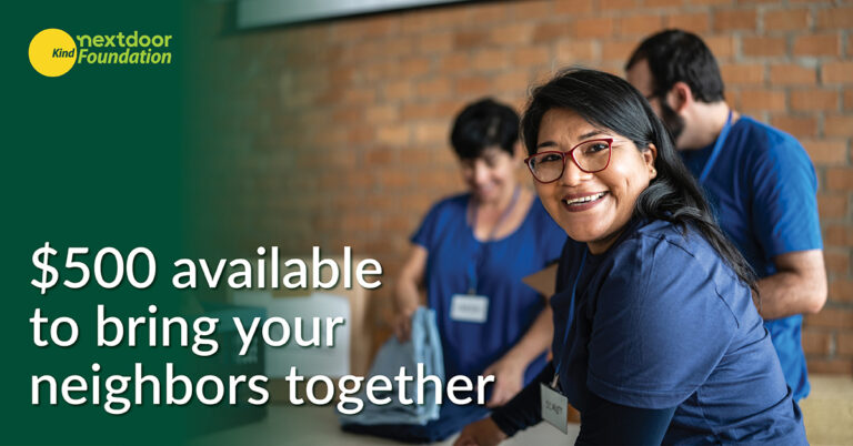 Nextdoor Foundation banner showing a group of employees smiling