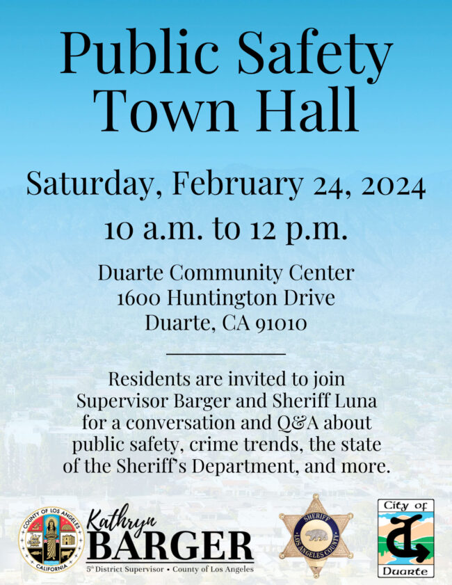 Public-Safety-Town-Hall-2024 Public Safety Town Hall with Supervisor Kathryn Barger flyer in English
