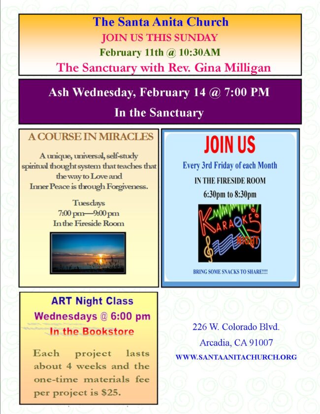 Events for Santa Anita Church in February of 2024