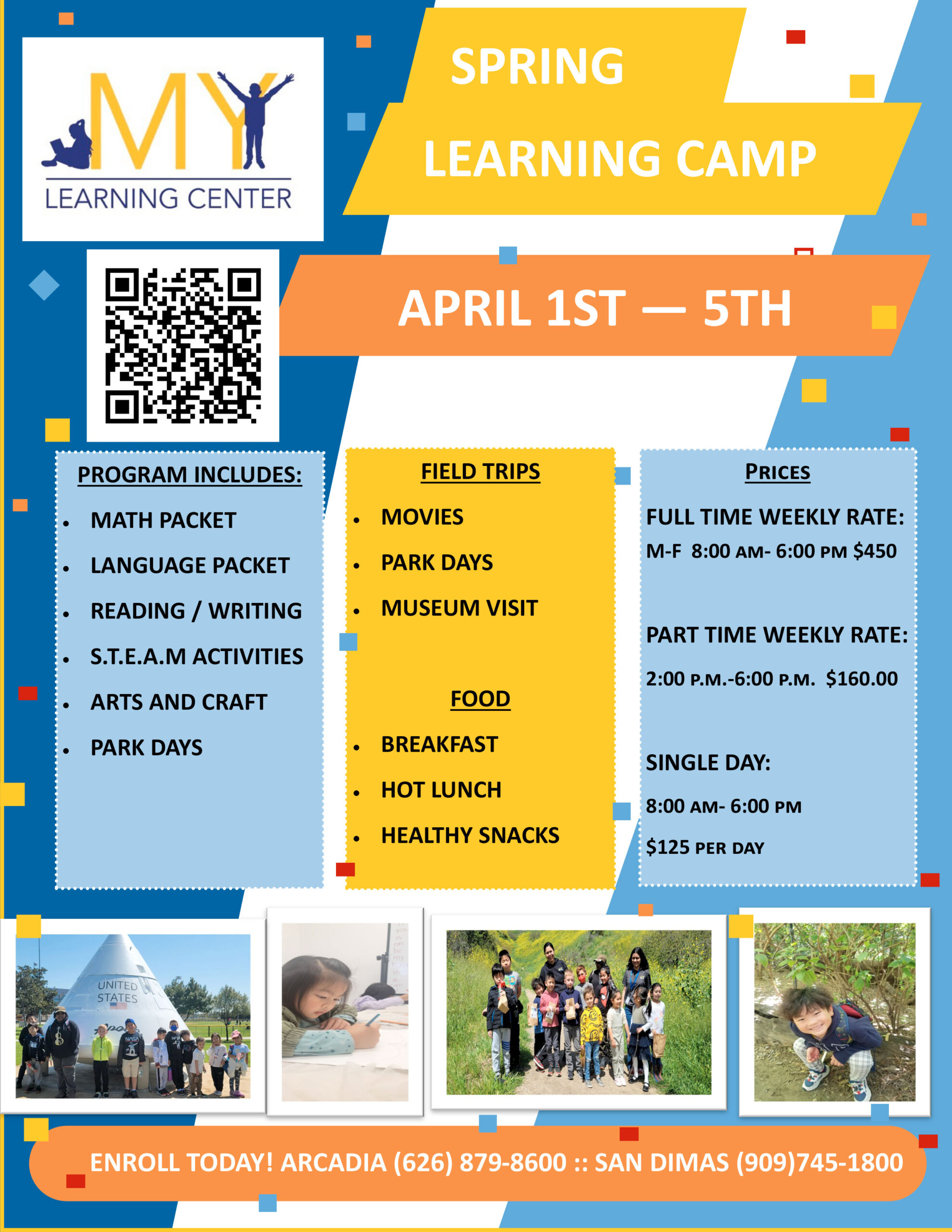 My Learning Center Spring Learning Camp flyer 
