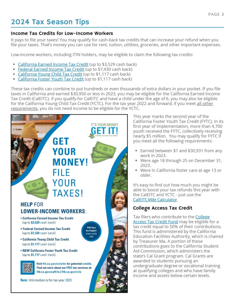 tax help information for low income workers from the desk of State Treasurer Fiona Ma